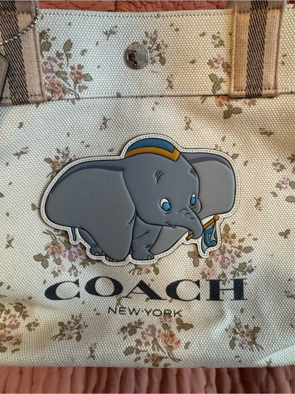 Limited Edition Disney X Coach Tote Bag With Rose Bouquet Print And Dumbo 91119 - Picture 2 of 7